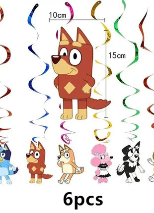 Palloncini Bluey Bingo Party Buon compleanno Banner Cane blu Palloncini Sfondo Adesivi Decorazione Cake Topper Stoviglie usa e getta