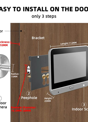 Telecamera Spioncino Digitale WiFi Yuezhe con Rilevamento di Movimento a Microonde, Visione Notturna IR, 3MP, Compatibile con Tuya Smart Life