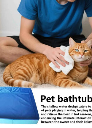 Piscina Pieghevole per Animali Domestici in PVC, Vasca Pieghevole per Cani, Vasca da Bagno Antiscivolo per Cuccioli, per Casa e Giardino, per Cani e Gatti