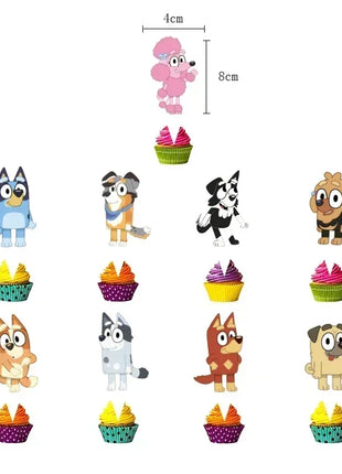 Set di Stoviglie a Tema Bluey e Bingo, Kit Completo per Feste, Decorazioni per Compleanni e Atmosfera Domestica