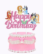 Decorazione per Torta Bluey e Bingo, Ornamento Cartoonesco, Decorazione per Feste di Compleanno, Atmosfera Festiva