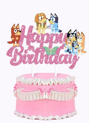Decorazione per Torta Bluey e Bingo, Ornamento Cartoonesco, Decorazione per Feste di Compleanno, Atmosfera Festiva