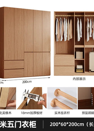 Armadio in Legno Massello di Rovere — Stile Nordico Scandinavo | Guardaroba Modulare per Camera da Letto