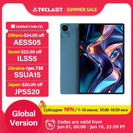 Tablet Teclast T70 14" Display 2K 128GB 256GB MediaTek Helio G99 Batteria 10000mAh LTE Dual SIM Android 15 Versione Globale