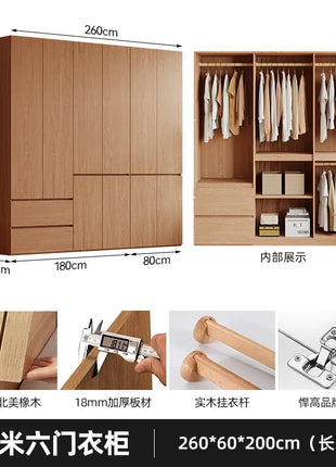 Armadio in Legno Massello di Rovere — Stile Nordico Scandinavo | Guardaroba Modulare per Camera da Letto