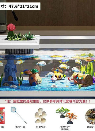 Fish tank household aquarium living room desktop ecological circulation tank filter oxygenation integrated tank with cover