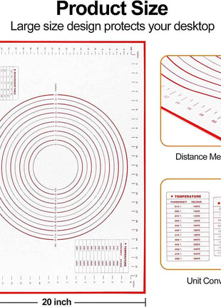 UNTIOR 1PCS Silicone Baking Mat Kneading Pad Dough Mat Pizza Cake Dough Maker Kitchen Cooking Grill Non-Stick Gadgets Bakeware