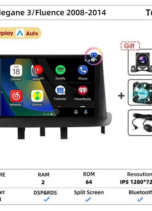Srnubi Car Radio For Renault Megane 3 Fluence Samsung SM3 2008-2014 Multimedia Player Carplay Android Auto Autoradio Navigatore