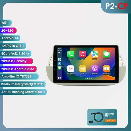 4G 8Core Android Car radio GPS Stereo For Fiat 500 2007-2014 Multimedia Video player 2DIN Autoradio DSP Carplay 7862 Head Unit