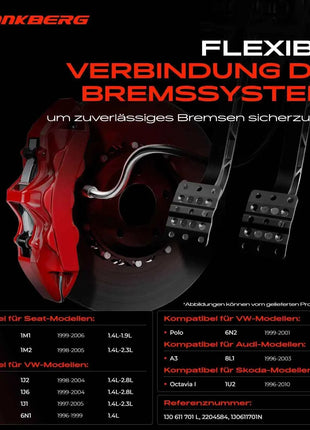 Tubo Freno Anteriore Sinistro o Destro Frankberg 2x per VW Golf 4 Bora Audi A3 Seat Leon Toledo 1J0611701N