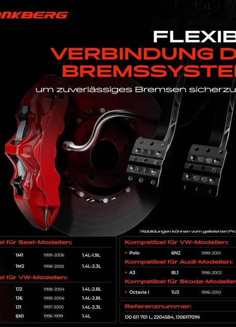 Tubo Freno Anteriore Sinistro o Destro Frankberg 2x per VW Golf 4 Bora Audi A3 Seat Leon Toledo 1J0611701N