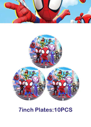 Set Decorazioni per Festa di Compleanno Spidey e Amici, Articoli per la Tavola, Bicchieri, Piatti, Palloncini, Striscione, Sacchetti Regalo, Decorazioni per Torte, Accessori per Bambini