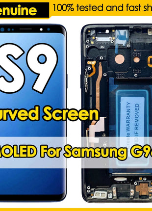 Sostituzione AMOLED OEM per SAMSUNG Galaxy S9 G960N, G960F/DS, G960U Display LCD Touch Schermo curvo Digitizer Assembly Repair