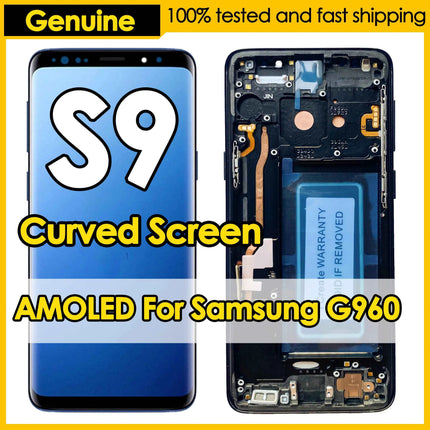 Sostituzione AMOLED OEM per SAMSUNG Galaxy S9 G960N, G960F/DS, G960U Display LCD Touch Schermo curvo Digitizer Assembly Repair