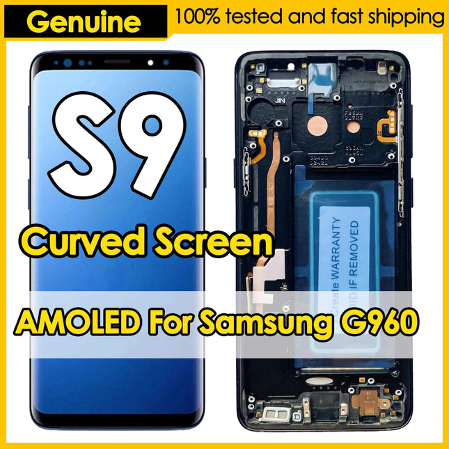 Sostituzione AMOLED OEM per SAMSUNG Galaxy S9 G960N, G960F/DS, G960U Display LCD Touch Schermo curvo Digitizer Assembly Repair