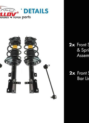 Kit sospensione anteriore da 4 pezzi Completo puntone e gruppo molla elicoidale Stabilizzatore barra antirollio per Chrysler Sebring Dodge Avenger