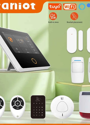 Staniot WiFi SecPanel 5 sistema di allarme domestico Wireless Tuya Smart 4.3 "Kit di sicurezza Touch Screen sirena integrata APP telecomando,Batteria integrata da 1500 mAh, supporto per Alexa