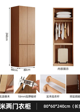 Armadio in Legno Massello di Rovere — Stile Nordico Scandinavo | Guardaroba Modulare per Camera da Letto