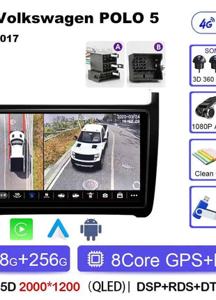 Android 15 For Volkswagen VW POLO 5 Sedan 2008 - 2023 Car Radio Navigation Multimedia Player Carplay Auto Stereo DSP WIFI+4G GPS