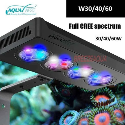 110-240V AQUA NEST Aquarium Light W30/40/60 Full CREE Spectrum Saltwater Lighting Invisible WiFi Design for Coral Reef Fish Tank