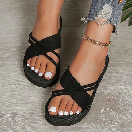 Pantofole piatte antiscivolo resistenti all'usura con cintura nera pura di tendenza della moda da donna