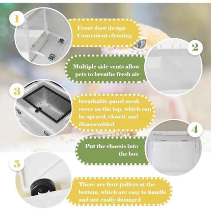 Plastic Reptile Feeding Box Reptiles Breeding Enclosure Cages Reptile Portable Transport Container for Lizard Bearded Dragon