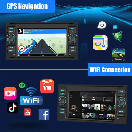 DAB For Ford Transit MK7 Fiesta Fusion Kuga C/S-Max Galaxy Android 15 4+64G Apple Carplay Android Auto Car Stereo GPS WIFI RDS