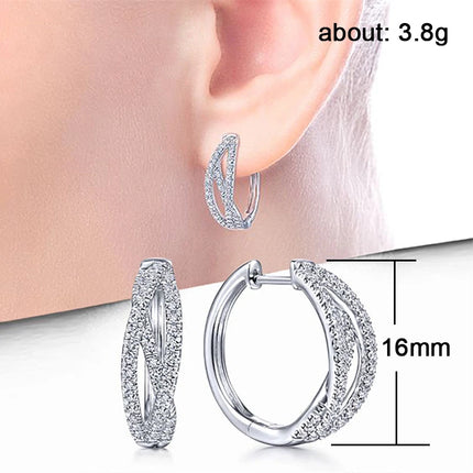 Orecchini a Cerchio Huitan con Design Intrecciato per Donna, Accessori Eleganti per Matrimoni e Feste, Gioielli Affascinanti con Zirconi Incastonati