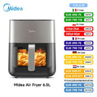 Midea 6.5L Air Frye Healthy Oil-Free Cooking Adjustable Temp & Timer Rapid Air Circulation Removable Non-Stick Basket  Energy