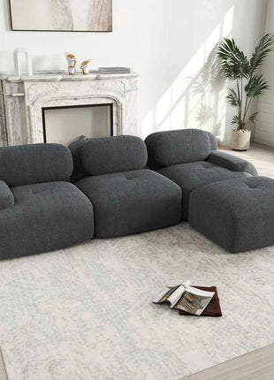 Modular Corner Cord Fabric Sofa - No Assembly Required, Extra-wide Armrests, 32D High Elastic Upholstery, Ergonomic Cozy Couch