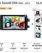Srnubi Car Radio For Suzuki SX4 Cross 2006-2013 For Fiat Sedici Carplay Android Auto Radio Multimedia Player 4G Wifi GPS 2 Din