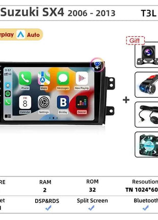 Srnubi Car Radio For Suzuki SX4 Cross 2006-2013 For Fiat Sedici Carplay Android Auto Radio Multimedia Player 4G Wifi GPS 2 Din