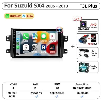Srnubi Car Radio For Suzuki SX4 Cross 2006-2013 For Fiat Sedici Carplay Android Auto Radio Multimedia Player 4G Wifi GPS 2 Din