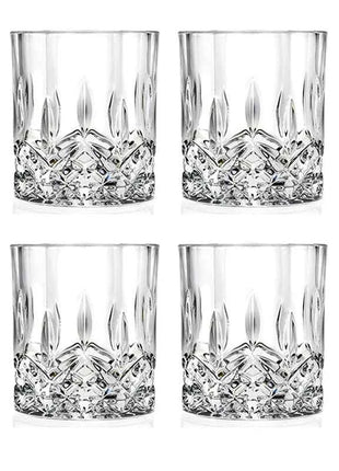 Set Bicchieri Whiskey in Vetro Crystal 230ml con Rilievi Trasparenti per Bar e Casa