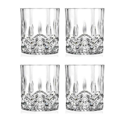Set Bicchieri Whiskey in Vetro Crystal 230ml con Rilievi Trasparenti per Bar e Casa