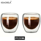 Set Tazze in Vetro a Doppia Parete Borosilicato Termoresistente per Tè Caffè Succo e Acqua