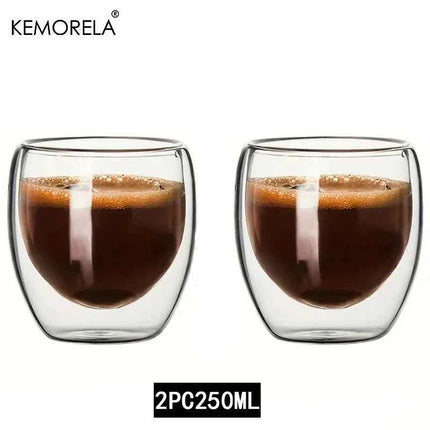 2/4/6Pc Double Wall High Borosilicate Glass Mug Heat Resistant Tea Milk Juice Coffee Water Cup Bar Drinkware Gift Creativity Set