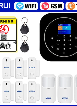 KERUI Sistema di Allarme di Sicurezza Domestica Supporto Alexa G12 Sistema di Allarme WIFI/GSM con App Telefono Sirena di Allarme Sensore PIR Tuya Smart APP
