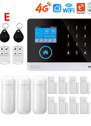 Protezione di sicurezza wireless WiFi + GSM/4G e 2G App Smart Home e Tuya Sistema di allarme di sicurezza domestica Alexa Funzionamento remoto 433 Mhz