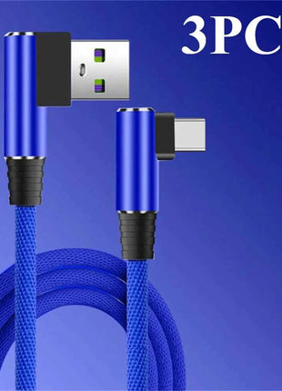40W 5A USB To Type C Fast charge Weave Data Cable 90 Degree Phone Charger Cable For iPhone Xiaomi Redmi Huawei USB Charging Wire