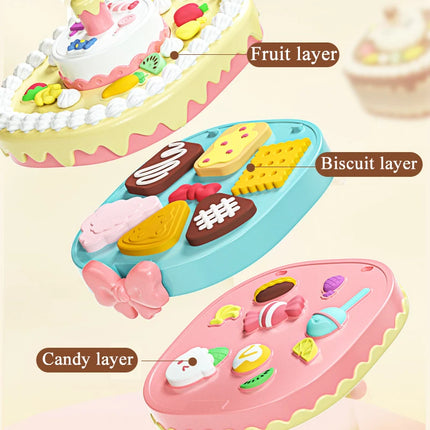 Plastilina fai da te per bambini che modellano set da forno in argilla polimerica Mat Candy Cake Kitchen Pretend Play Toy Girl Kid Birthday Gift