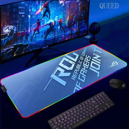 Cartoon Asus Deskmat Mouse Pad Gaming LED Mouse Mat 900x400 Mousemats Table Pads PC Office Desk Mat RGB Keyboard Mats XXL