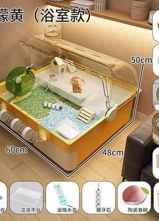 Hamster cage special oversized luxury villa golden bear wintering double-layer transparent basic cage flower branch mouse feedin