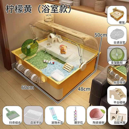 Hamster cage special oversized luxury villa golden bear wintering double-layer transparent basic cage flower branch mouse feedin