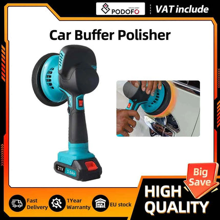 Podofo 5500RPM 6 Speed Cordless Car Polisher Electric Polishing Wax Tool Auto Waxing Machine Compatible With Makita Battery