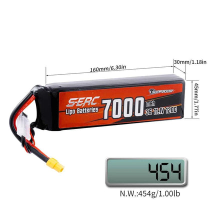 SUNPADOW 3S 8200mAh RC Lipo Battery for 11.55V 120C with XT60 Connector for RC Airplane Aircraft Quadcopter Drone FPV Helicopter