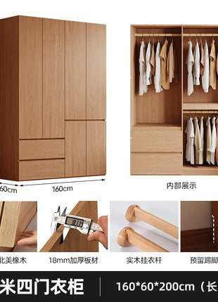 Armadio in Legno Massello di Rovere — Stile Nordico Scandinavo | Guardaroba Modulare per Camera da Letto