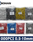 1000pcs E0508 E7508 E1008 E1508 E2508 Insulated Ferrules Terminal Block Cord End Wire Connector Electrical Crimp Terminator
