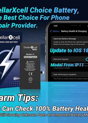 Choice StellarXcell OEM Chip Battery Replacement for IPhoneSE 7 8 X XR XS XSMAX iphone11 12pro 13mii 14pro 15Pro  Replacement
