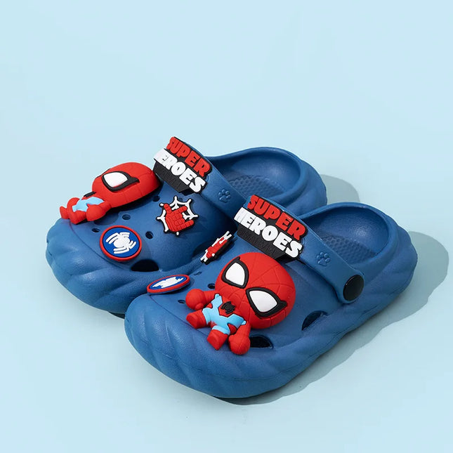 Ciabatte Marvel per bambini Cartoon EVA Fashion Summer Flat Shoes per ragazzi Ciabatte da casa con fondo spesso antiscivolo Nero Khaki Taglia 24-35